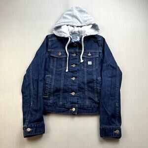 Carhartt Blue Denim Utility Jacket with Gray Hood